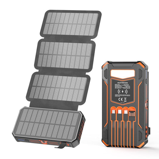 48000Mah Solar Charger Power Bank, Wireless Portable Charger with 4 Built-In Cables & 7 Outputs,15W Fast Charging Portable Power Bank with USB C, Battery Pack with Flashlight for All Mobile Devices